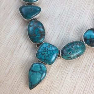 Sterling Silver Turquoise Statement Necklace